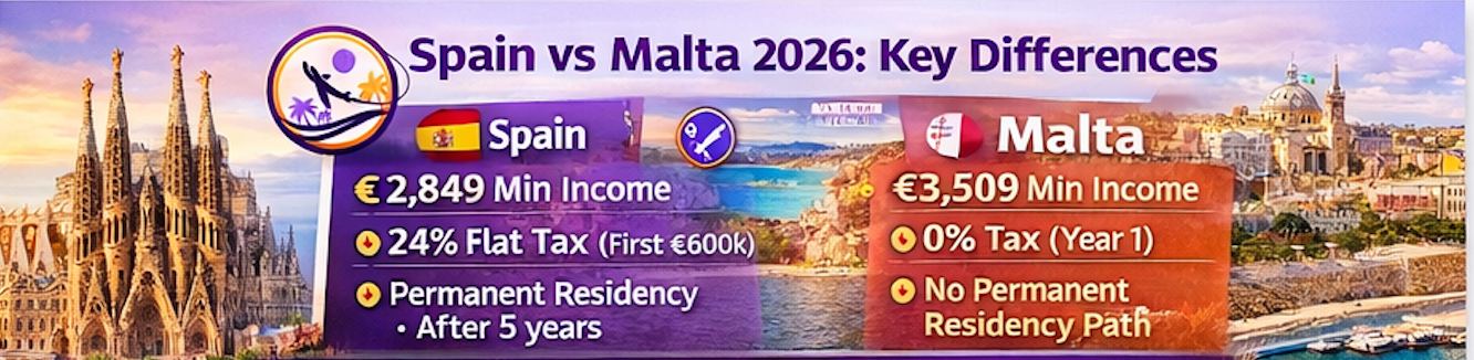 Spain vs Malta Digital Nomad Visa: The Updated Comparison